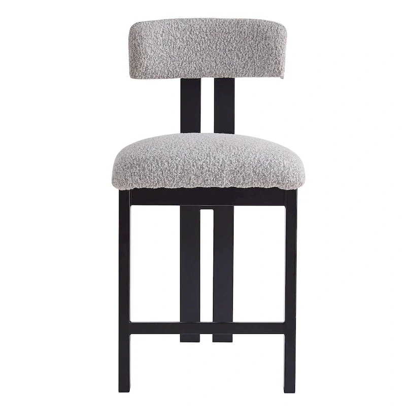 Roomfitters 26.5  Round Upholstered Counter Stools, Set of 2 Low Back Bar Chairs with Black Metal Frame