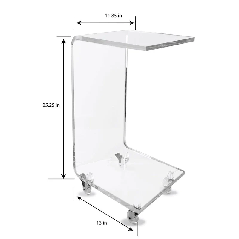 DesignStyles Acrylic C-Table w/Wheels