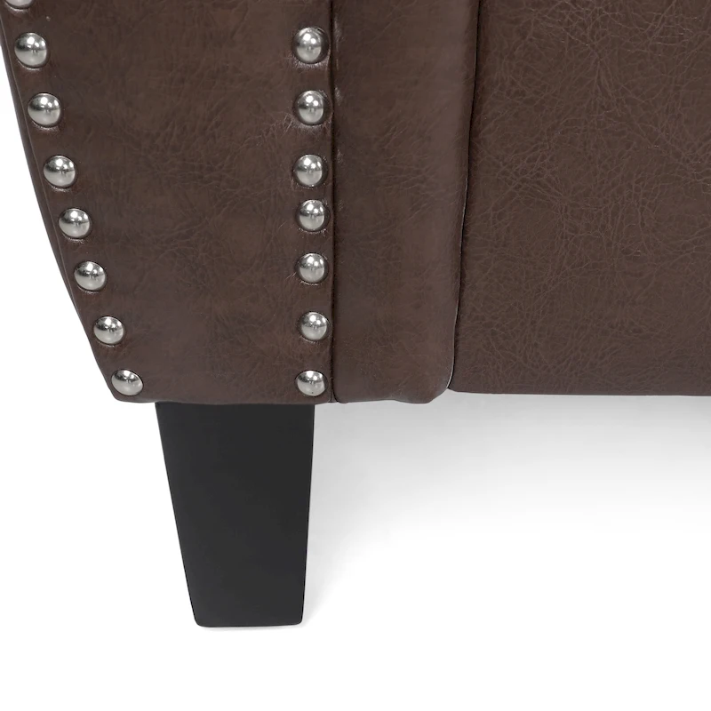 Dowd Faux Leather 3 Seater Sofa with Nailhead Trim by Christopher Knight Home