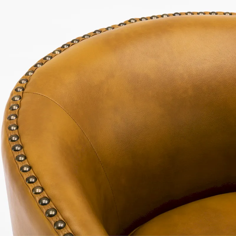 Truman Faux Leather Swivel Arm Chair with Nailhead Trim by Greyson Living