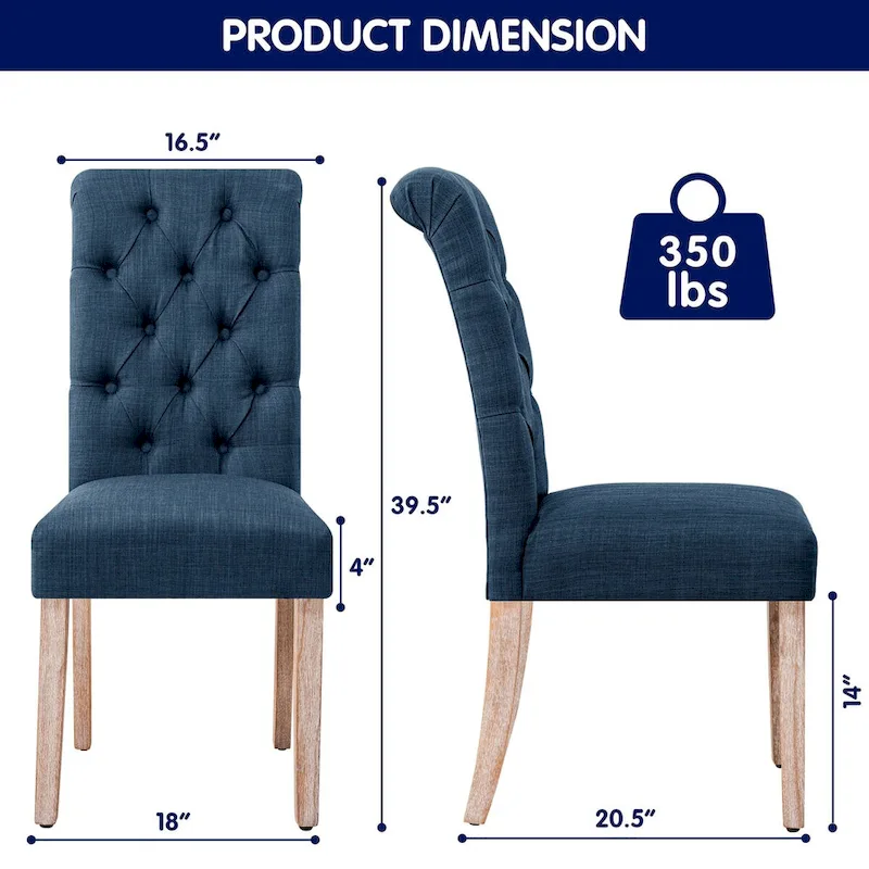 Linen Parsons Modern Button Dining Chair (Set of 2)
