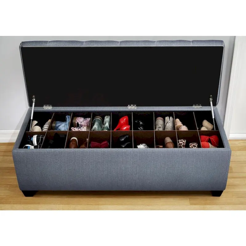 The Sole Candice Bay Blue Secret Shoe Storage Bench
