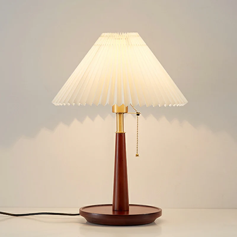 Elegant Metal Round Base Cone Fabric Shade Table Lamp