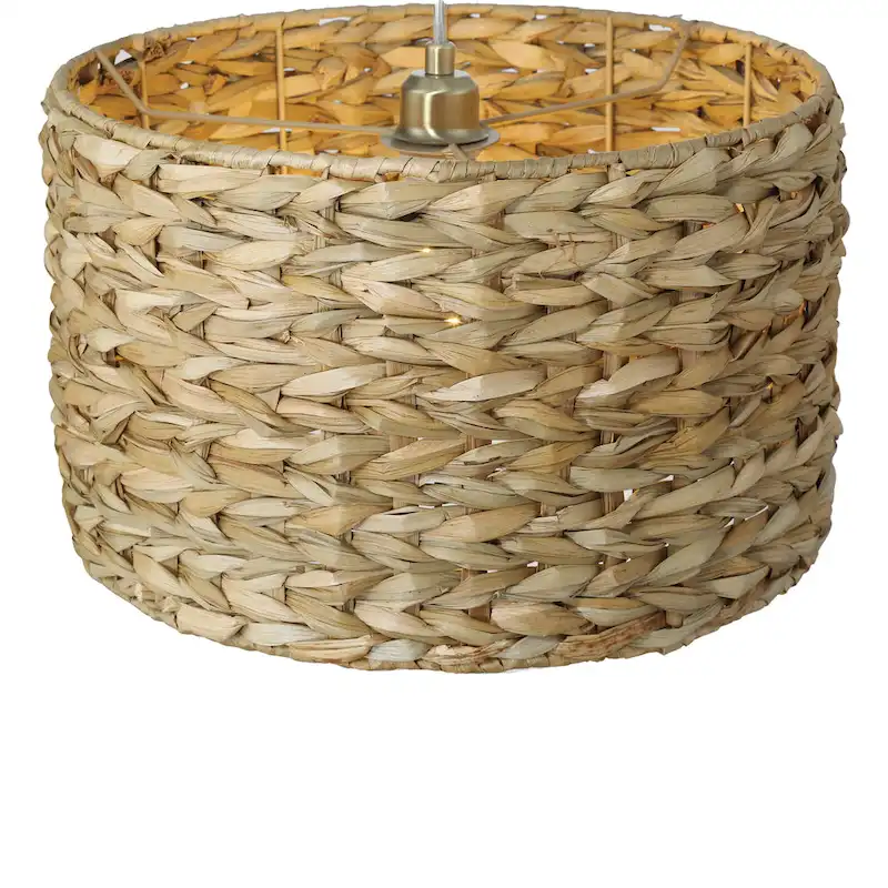 Bella Metal and Handwoven Wicker Drum Ceiling Light - 16.0 L x 16.0 W x 10.0 H