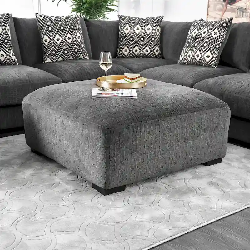 Kintra Contemporary Chenille Padded Cocktail Ottoman by Furniture of America
