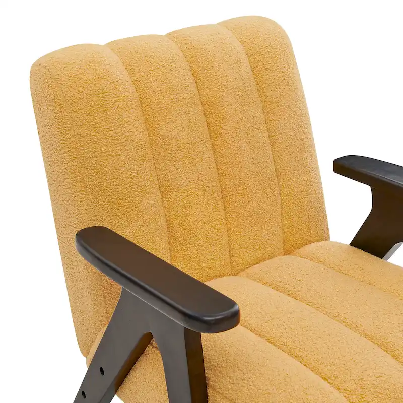 Roundhill Furniture Rella Modern Teddy Sherpa Fabric Accent Chair with Espresso Wood Frame