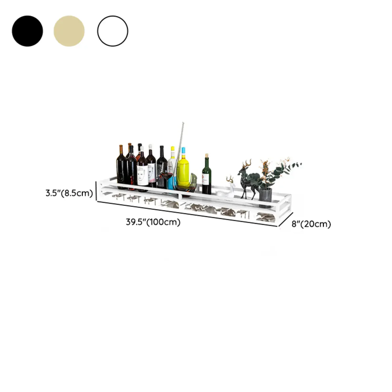 Simple Rectangle Black Wall Mounted Metal Wine Rack
