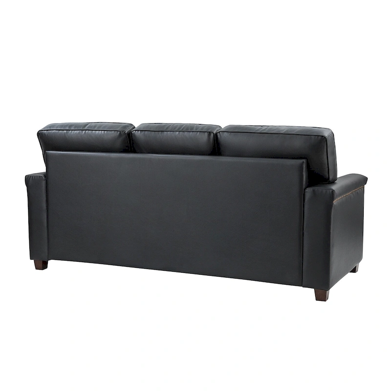 Rita Living Room 3-Seat Genuine Leather Sofa with Solid Wood Legs and Nailhead