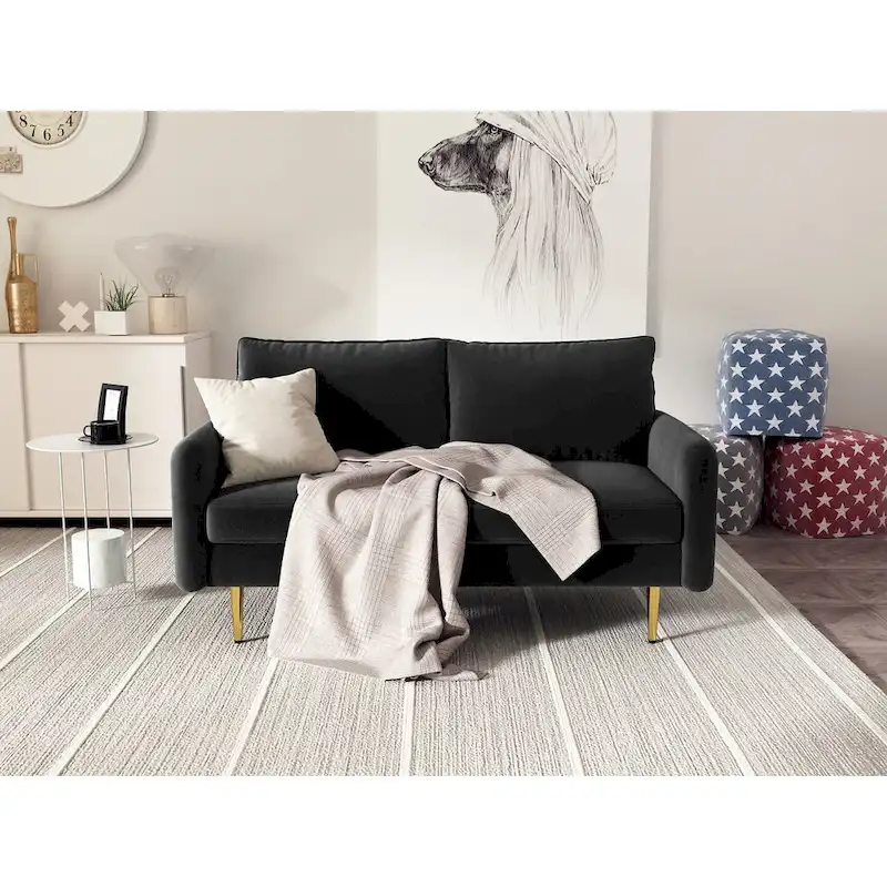 58 Velvet Square Arm Loveseat