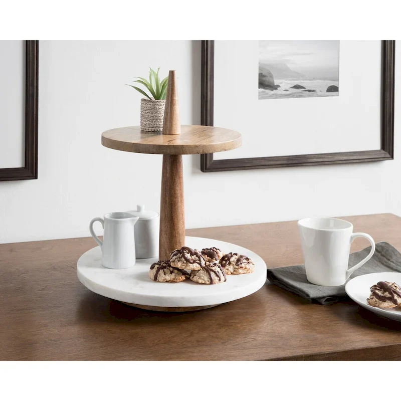 Kate and Laurel Praxis Wood Tiered Tray