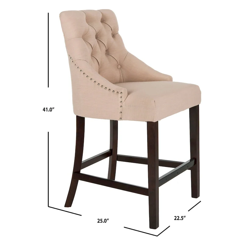 SAFAVIEH Dottie 26-inch Tufted Wing Back Counter Stool - Grey / Espresso (Set of 2) - 22.5 x 25 x 41 - 22.5 x 25 x 41