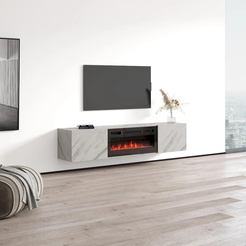 Floating Fireplace TV Stand