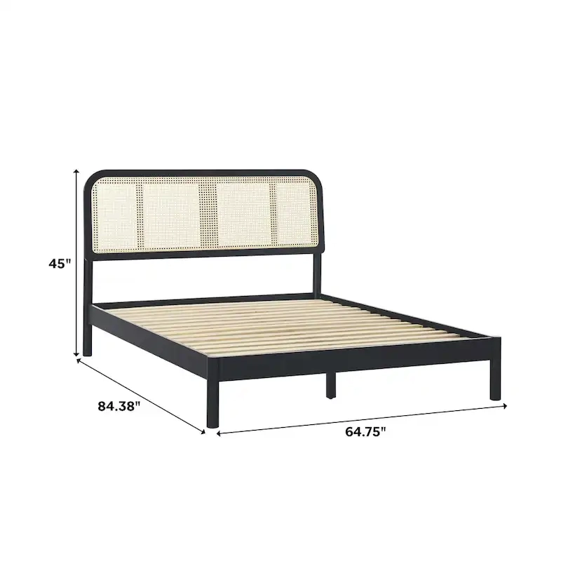 Middlebrook Designs Boho Curved Rattan Headboard Queen Bedframe