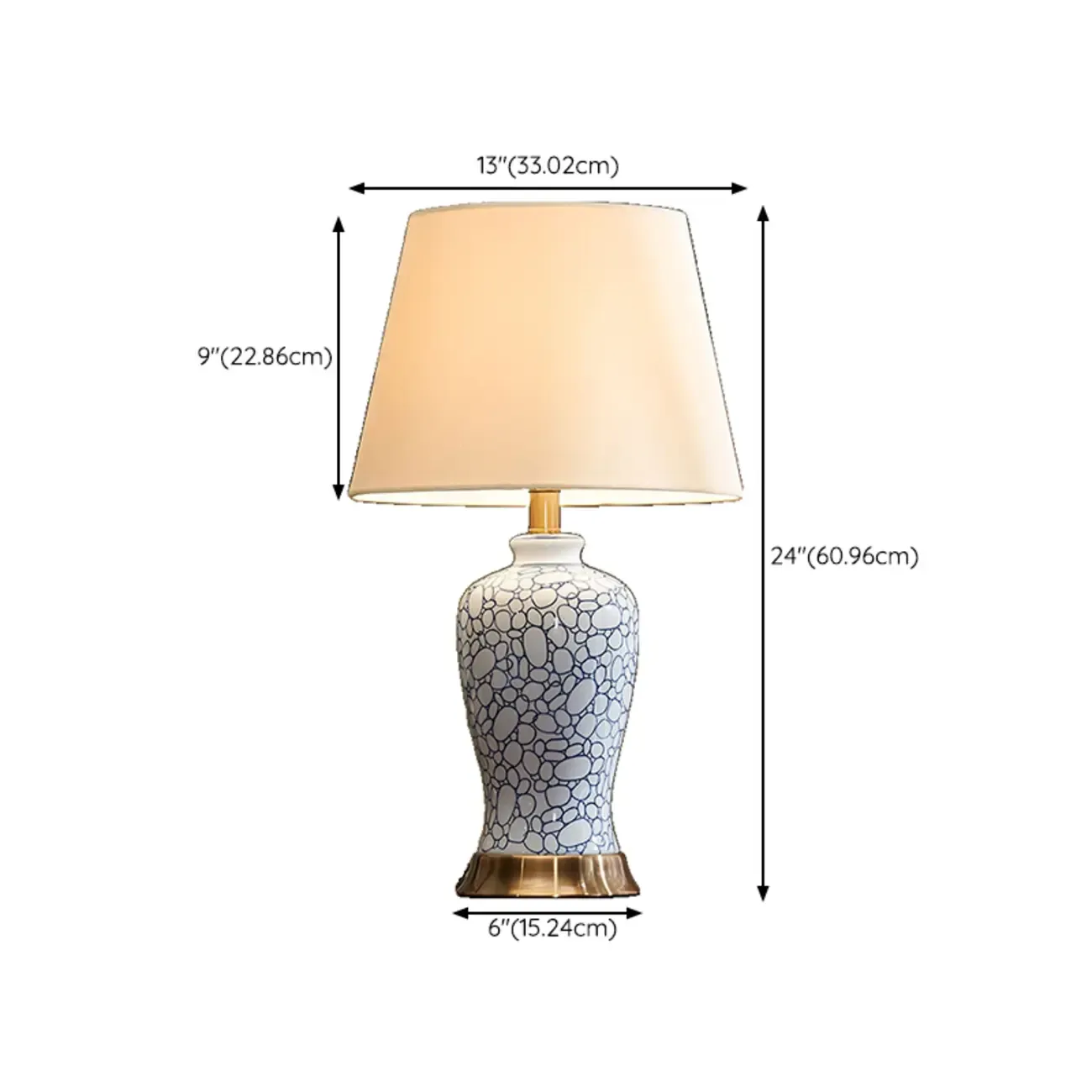 Elegant Ceramic Table Lamp with Geometric Fabric Shade