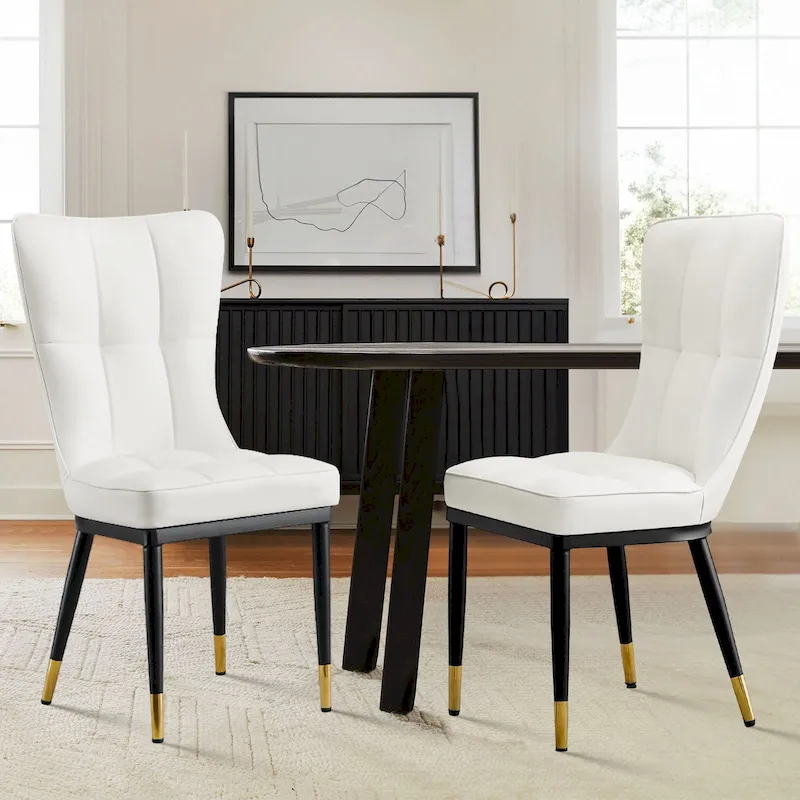 Upholstered Dining Chairs Set of 2 with Metal Legs