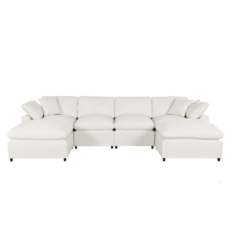 Merax Modern Large U-Shape Sectional Sofa, 2 Large Chaise with Removable Ottomans