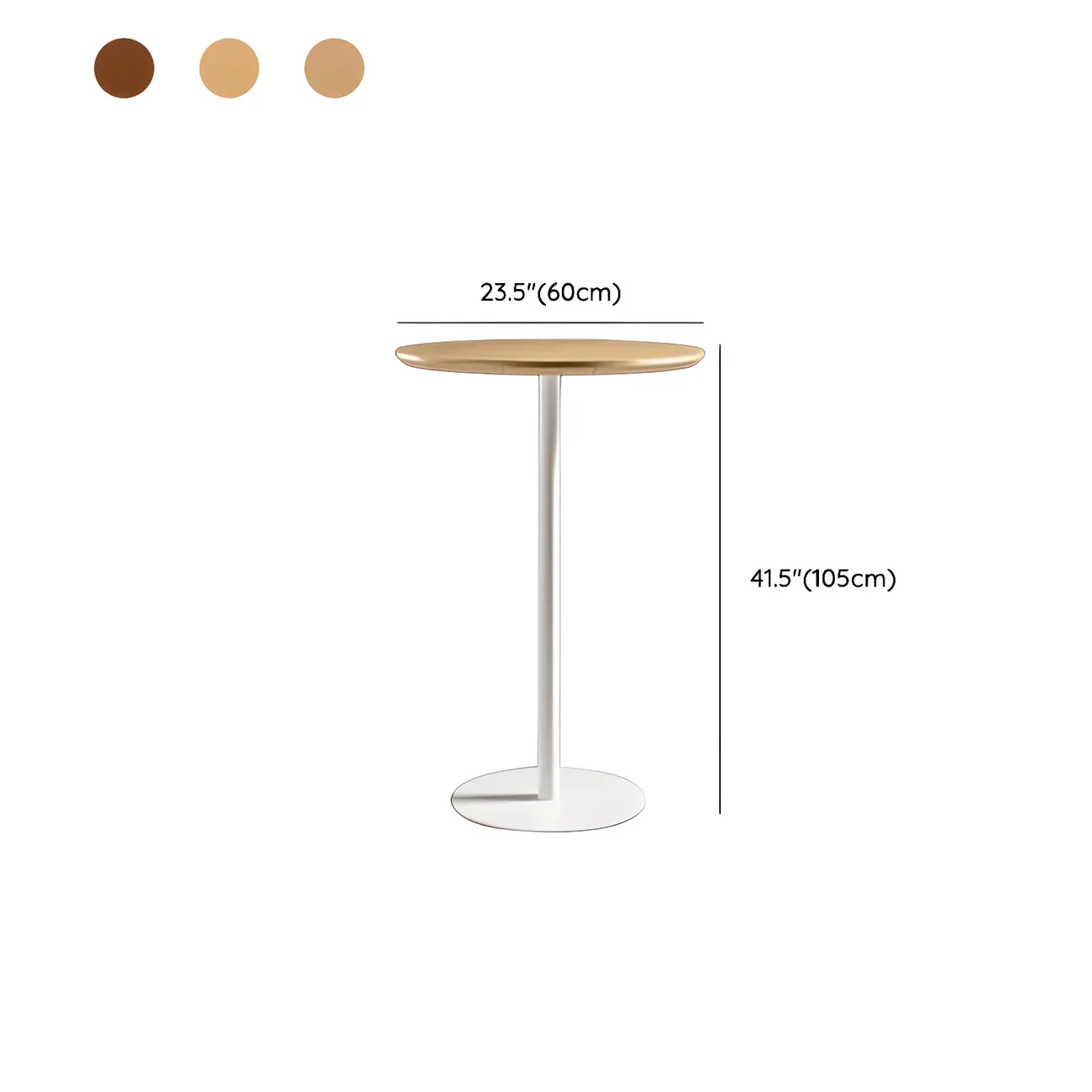 Modern Brown Wood Grain Black Metallic Pedestal Bar Tables