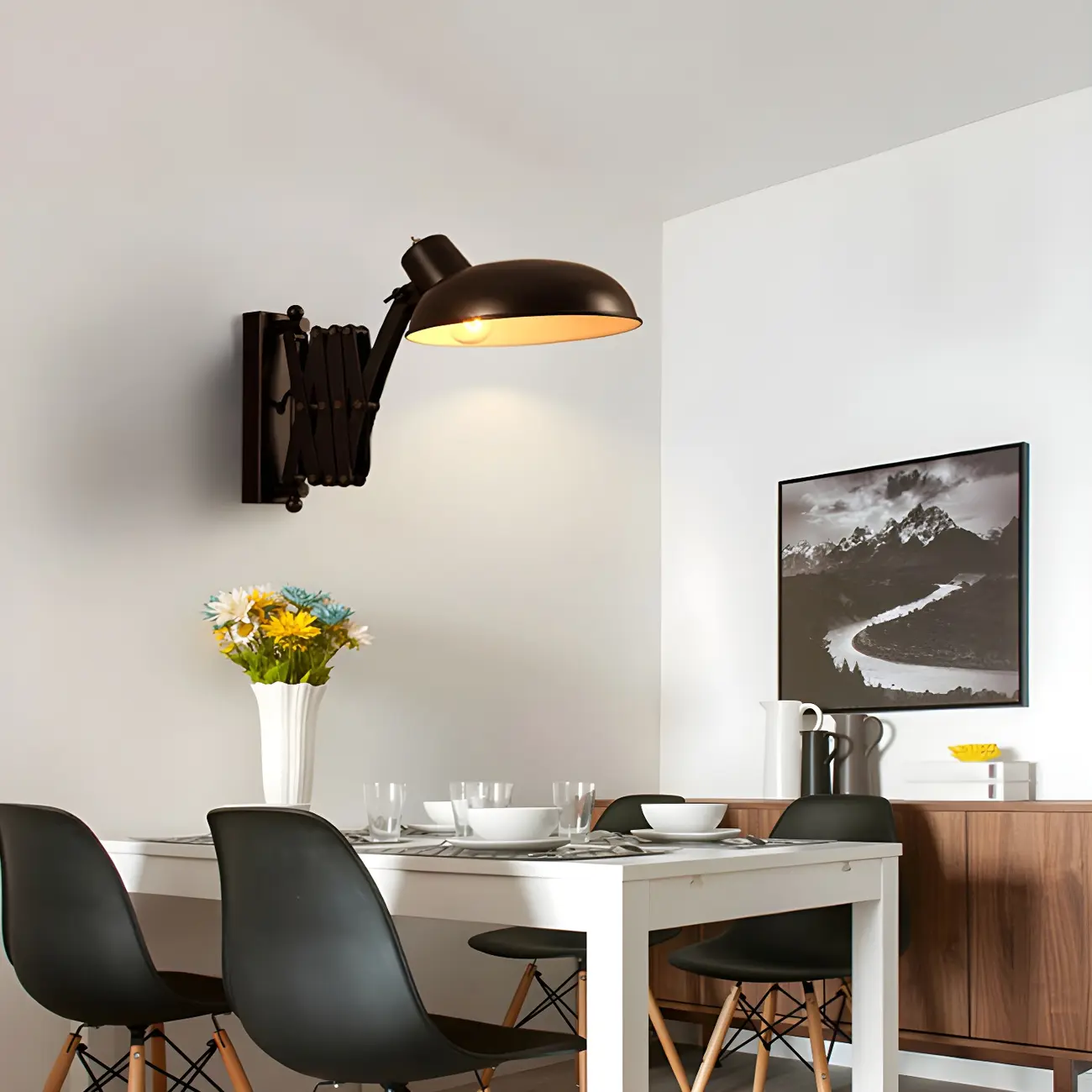 Retro Industrial Metal Black Swing Arm Wall Light