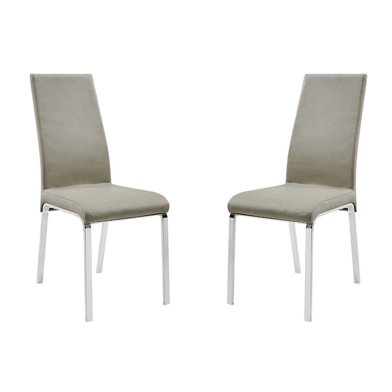 Casabianca Home Loto Set of 2 Dining Chair in Taupe Top Grain Leather
