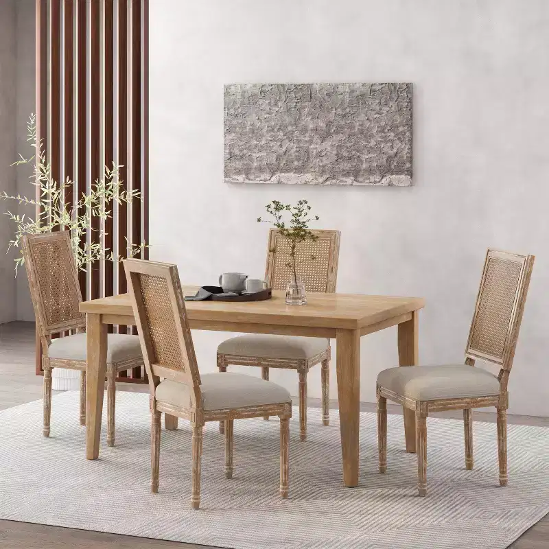 Christopher Knight Home Brownell French Country Wood and Cane Upholstered Dining Chairs (Set of 4)