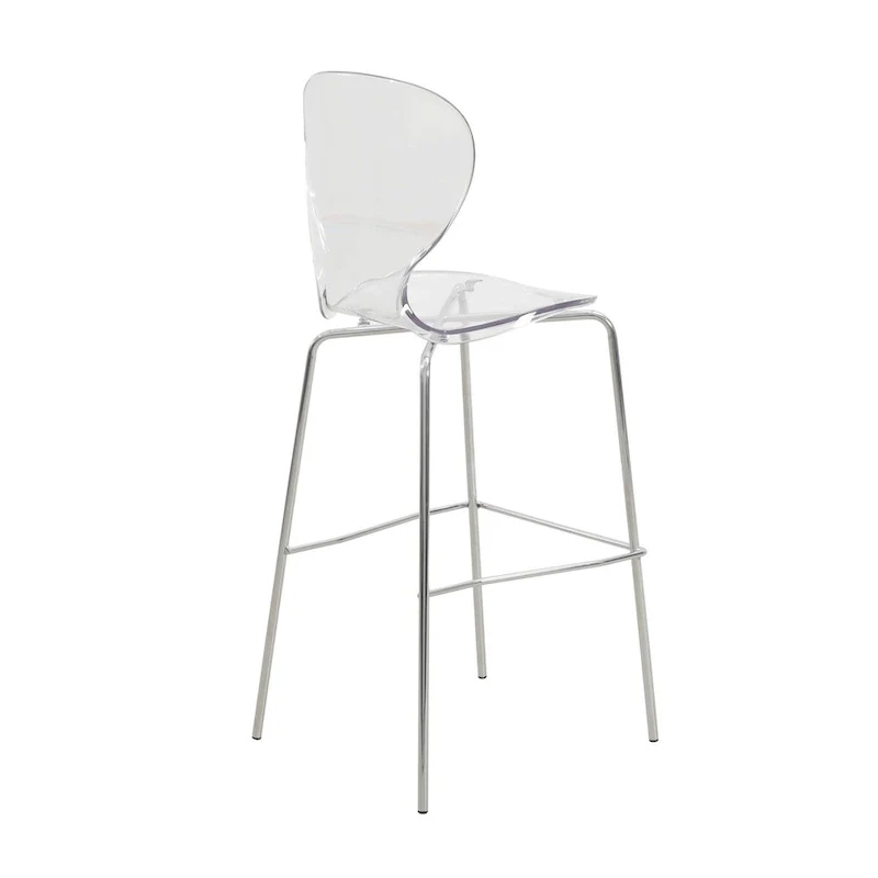 Acrylic Barstool with Steel Frame in Chrome Finish Oyster Series Set of 2