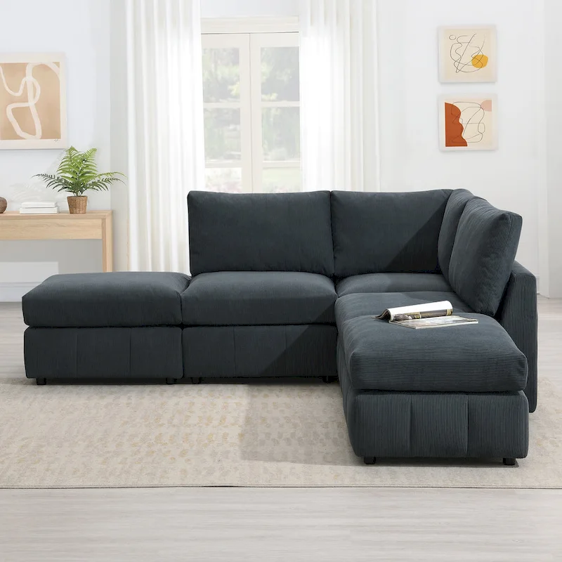 93Modern Sectional Sofa with Vertical Stripes