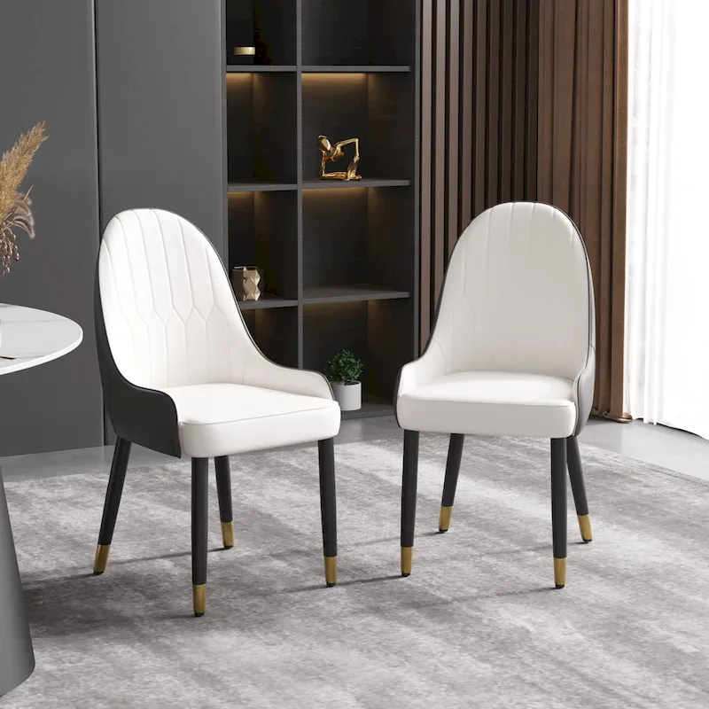 Set of 2 Modern Upholstered PU Leather Dining Chair