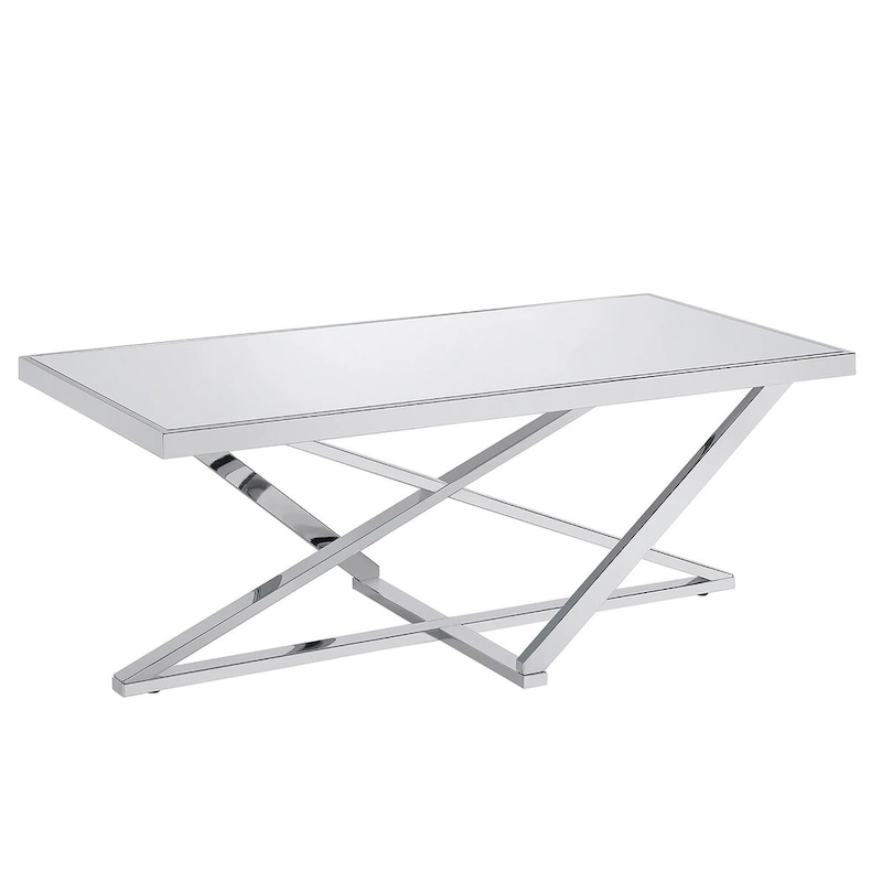 Starrla Glam Chrome Glass Top 2-Piece Coffee Table Set by Furniture of America