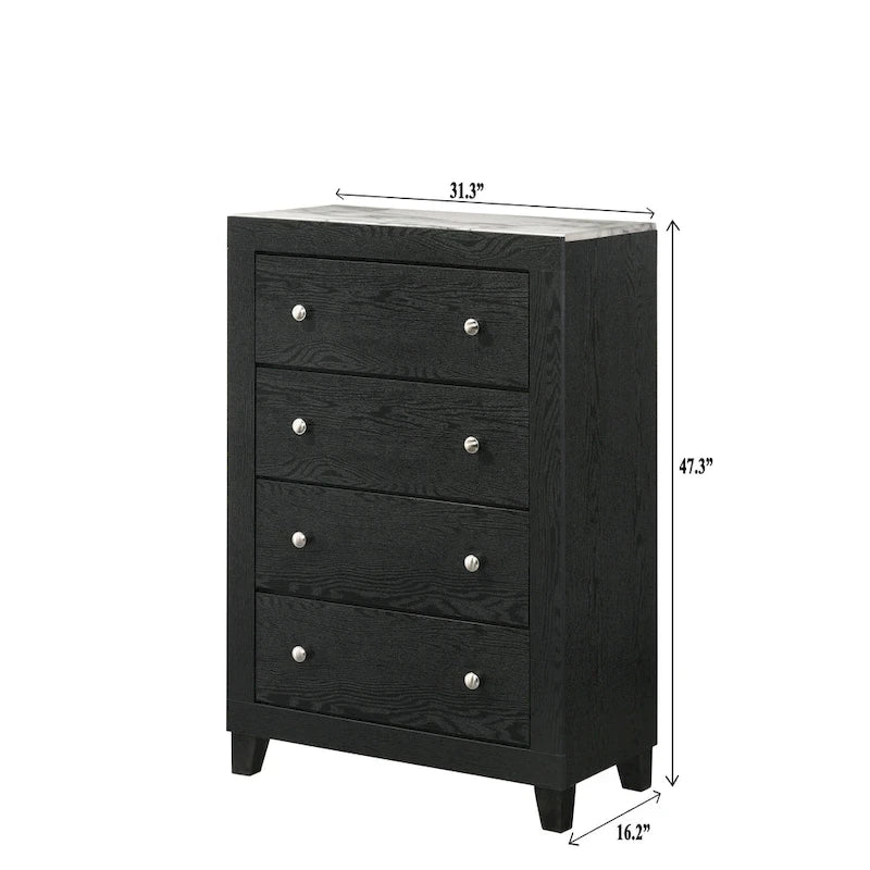 Gaylene 5 Piece Black LED Bookcase Panel Bedroom Set