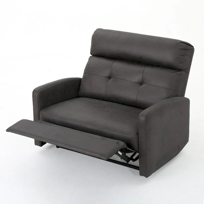 Modern Fabric Double Seat Recliner Chair with Plush Cushions by Christopher Knight Home