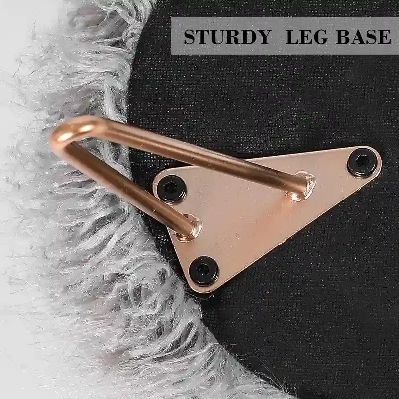 Adeco Vanity Stool Chair Soft Furry Footrest Stool Make Up Ottoman