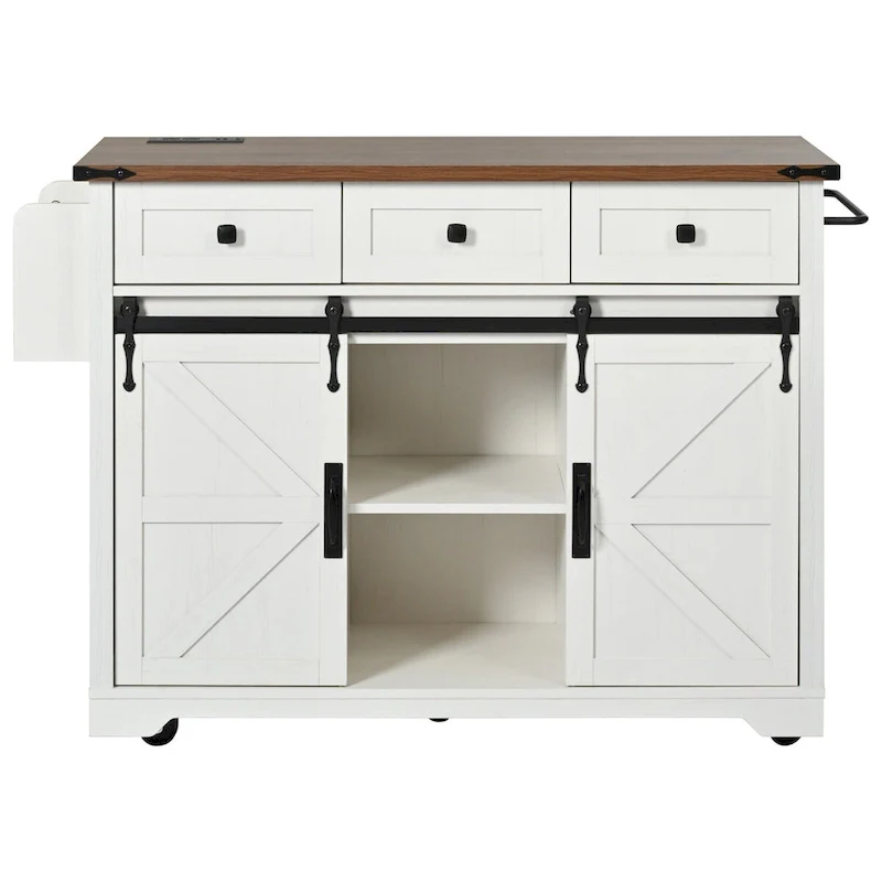 Farmhouse Kitchen Island with Power Outlet