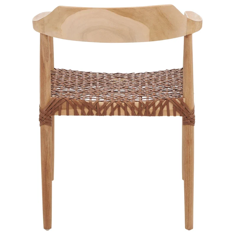 Woven Leather & Solid Wood Accent Chair (Fully Assembled) - 22 W x 20.5 L x 28.5 H