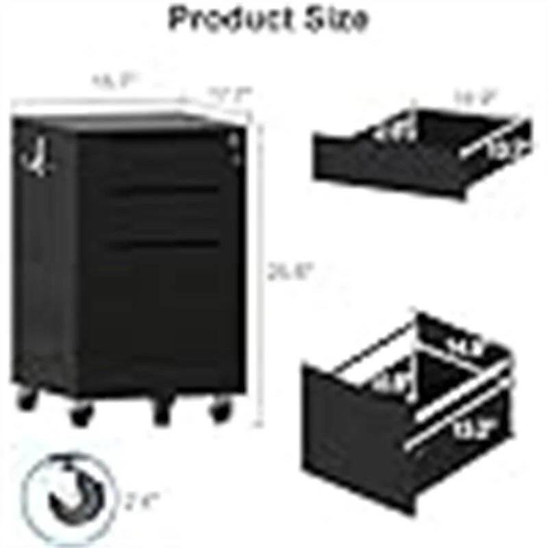 High Glossy File Cabinet - 17.72D x 15.75W x 25.59H