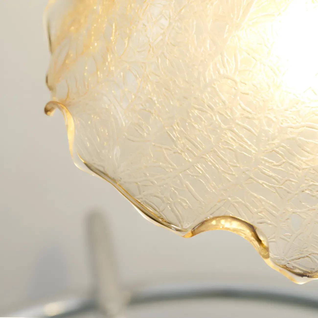 Exquisite Brown Glass Curved Arm Flower Shaped Table Lamp