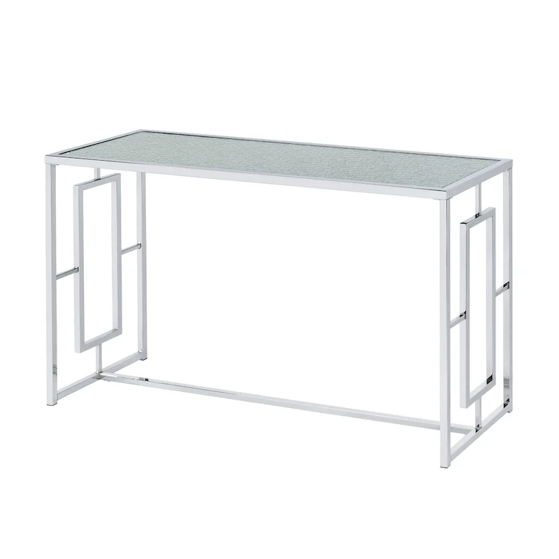Glitterati Glam Chrome 48-inch Ripple Glass Sofa Table