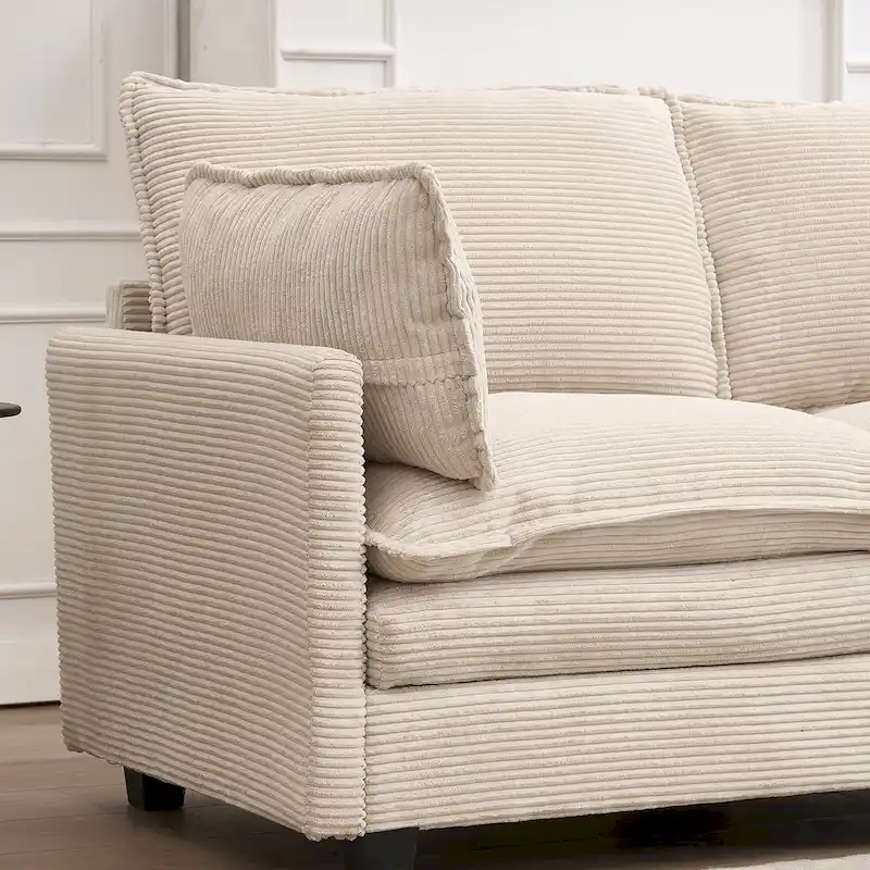 102 Velvet U-Shaped Sectional Sofa with Ottoman & Lumbar Pillows