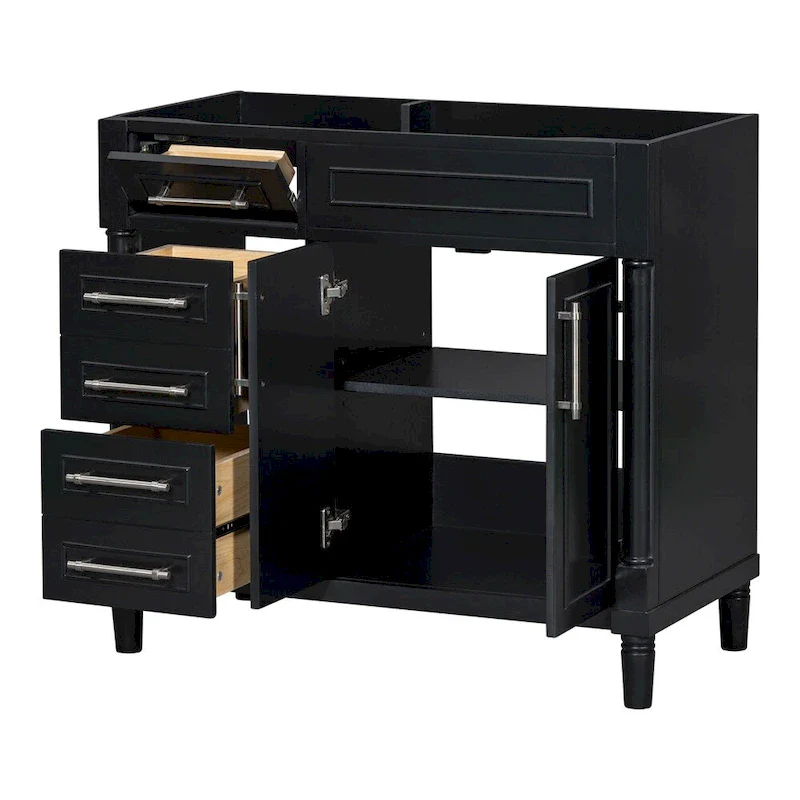 36 Wood Bathroom Vanity with Drawers and Adjustable Shelf (No Sink)