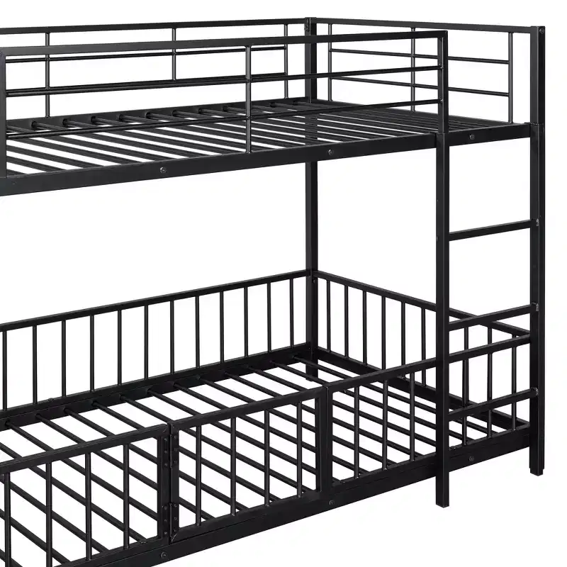 Whisen Stylish Design Metal Bunk Bed with Slide and Guardrails