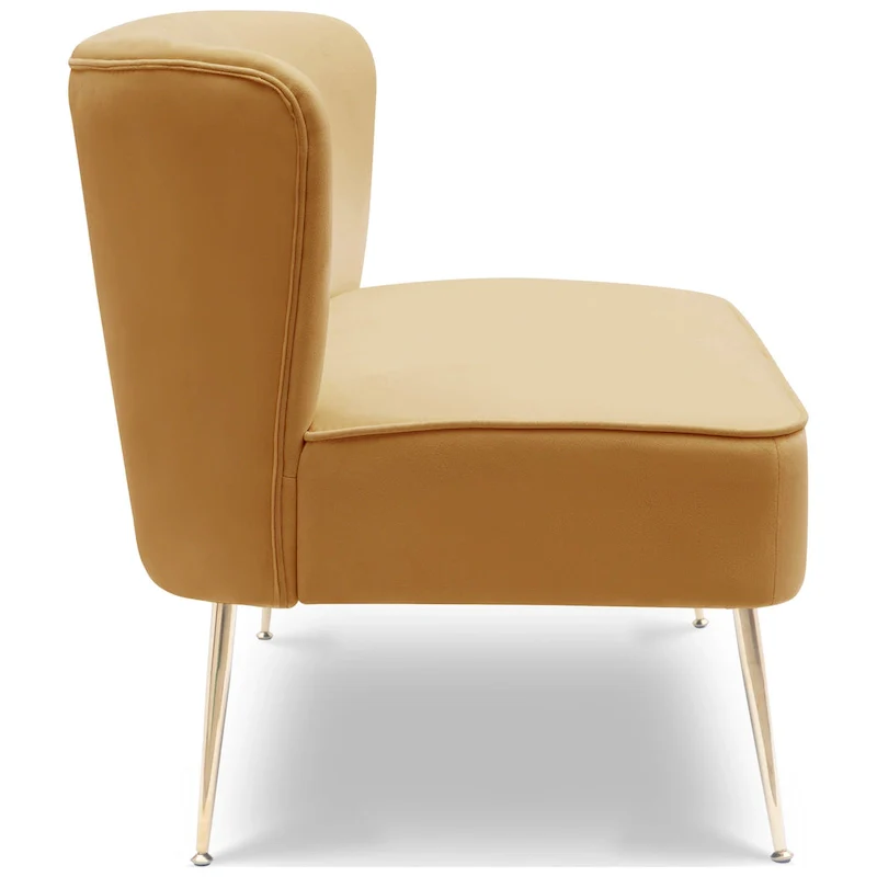 Upholstered Velvet Polyester 46 Wide Loveseat - Armless/ Scalloped Back