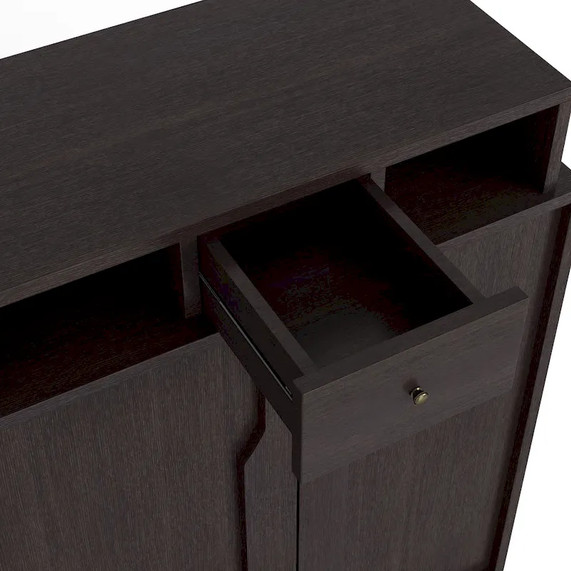 Espresso 5-Shelf Shoe Cabinet with Drawer