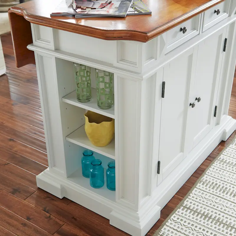 Copper Grove Cannington White Distressed Oak Kitchen Island