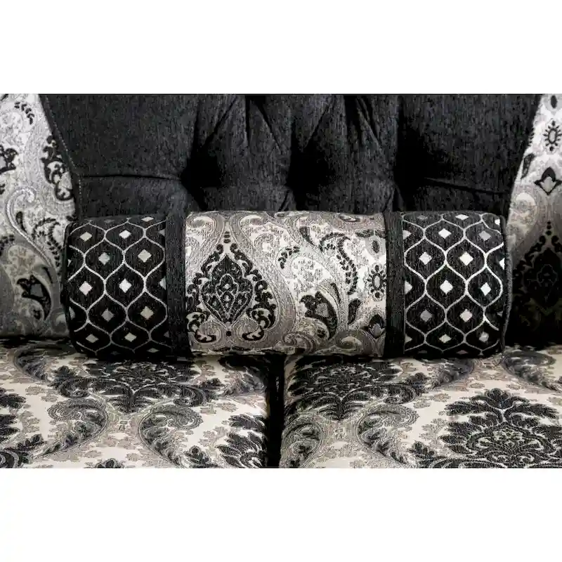 Dhumketu Traditional Black Fabric Semi-Firm Loveseat by Gracewood Hollow