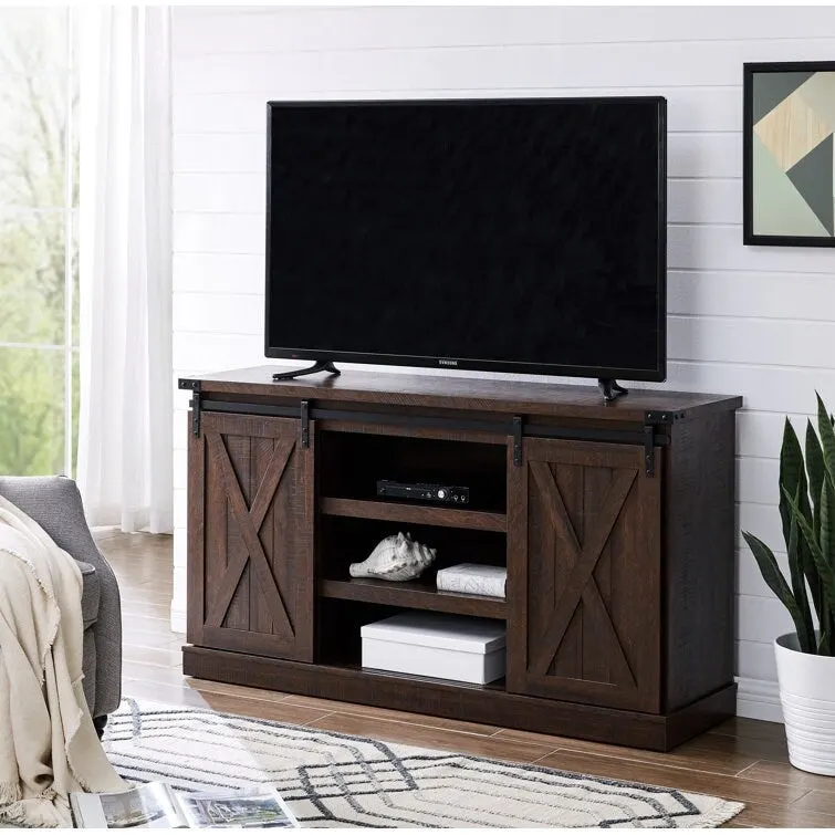 Wood Media Console TV Stand Entertainment Center