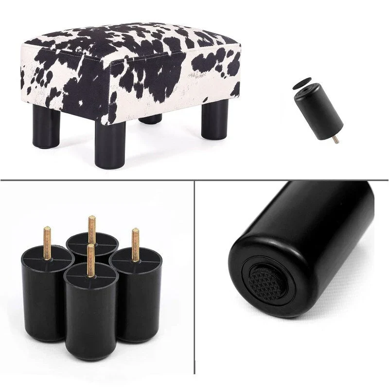 Adeco Faux Leather Ottoman Foot Rest Stool Square Padded Seat Ottoman