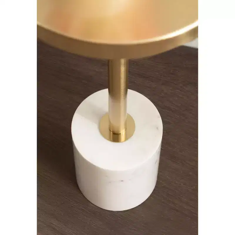 Kate and Laurel Hescott Metal and Marble Pedestal Table, White, 10x10x24