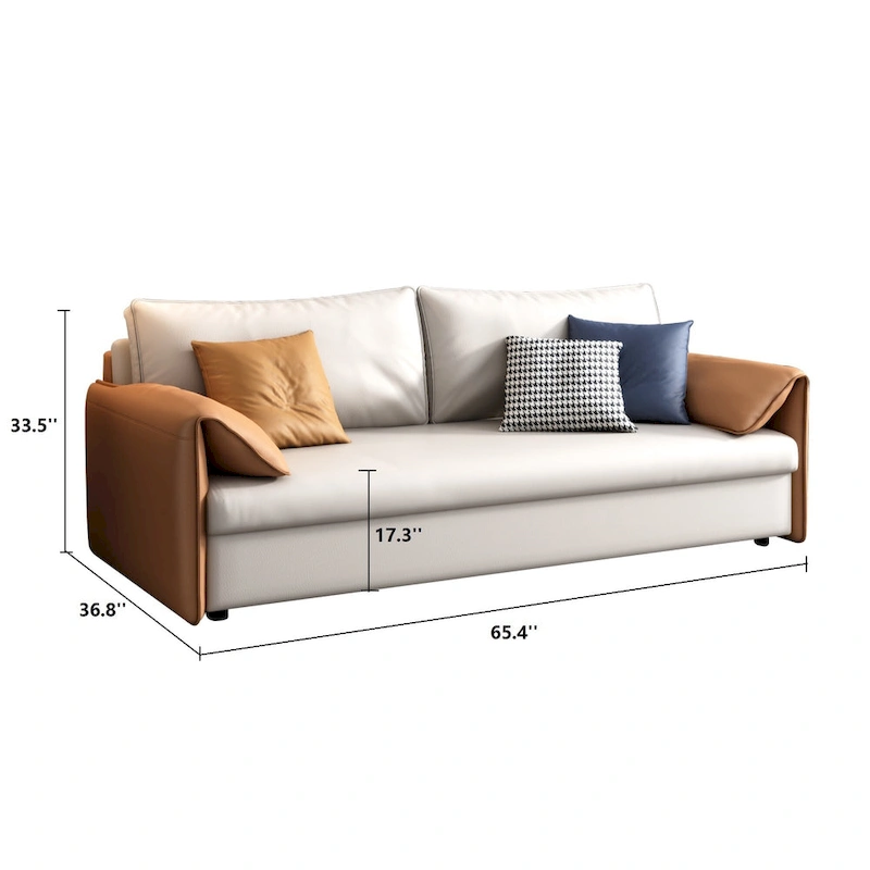 JASIWAY 65.4  Vegan Leather Sofa Bed Sleeper Sofa