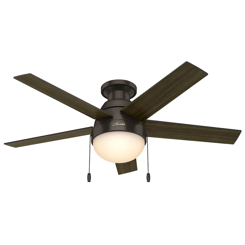 Hunter 46  Anslee Low Profile Ceiling Fan with LED Light Kit and Pull Chain - Silver