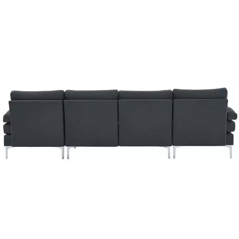 Karl Home |110 in. W Pillow Top Arm 3-Piece U-shaped Polyester Sectionals in Off-White