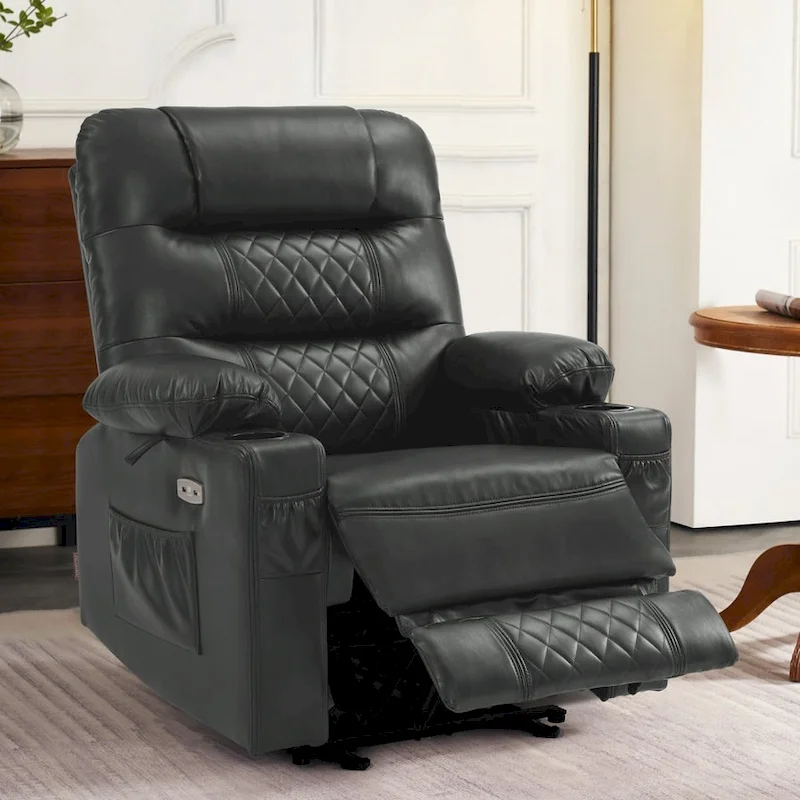 MCombo Electric Power Recliner Chair with Heat and Massage, Leather PR621